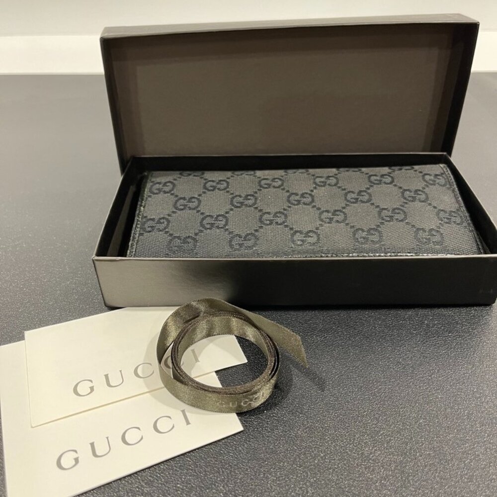 Gucci. Women's Black Guccisima Canvas/Leather Long Wallet. (JB1023) - Picture 1 of 12